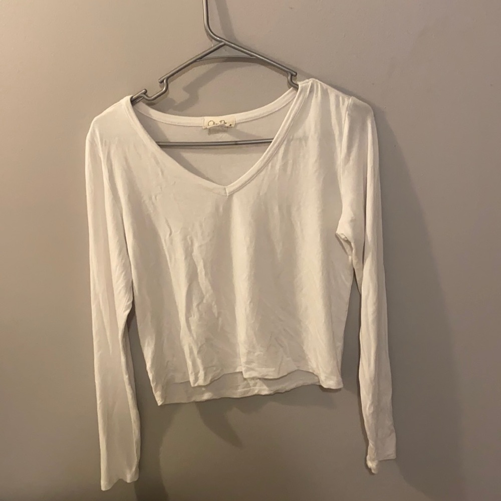 Plain White Long Sleeve V-neck